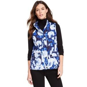 Jones New York Women's Printed Quilted Patch-Pocket Vest in Blue Horizon Multi